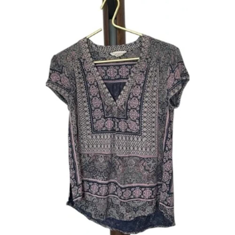 ✨ 3-PC BUNDLE Lucky Brand Small Tops Boho Linen Cotton Floral Striped EUC 🌿 - Picture 7 of 8